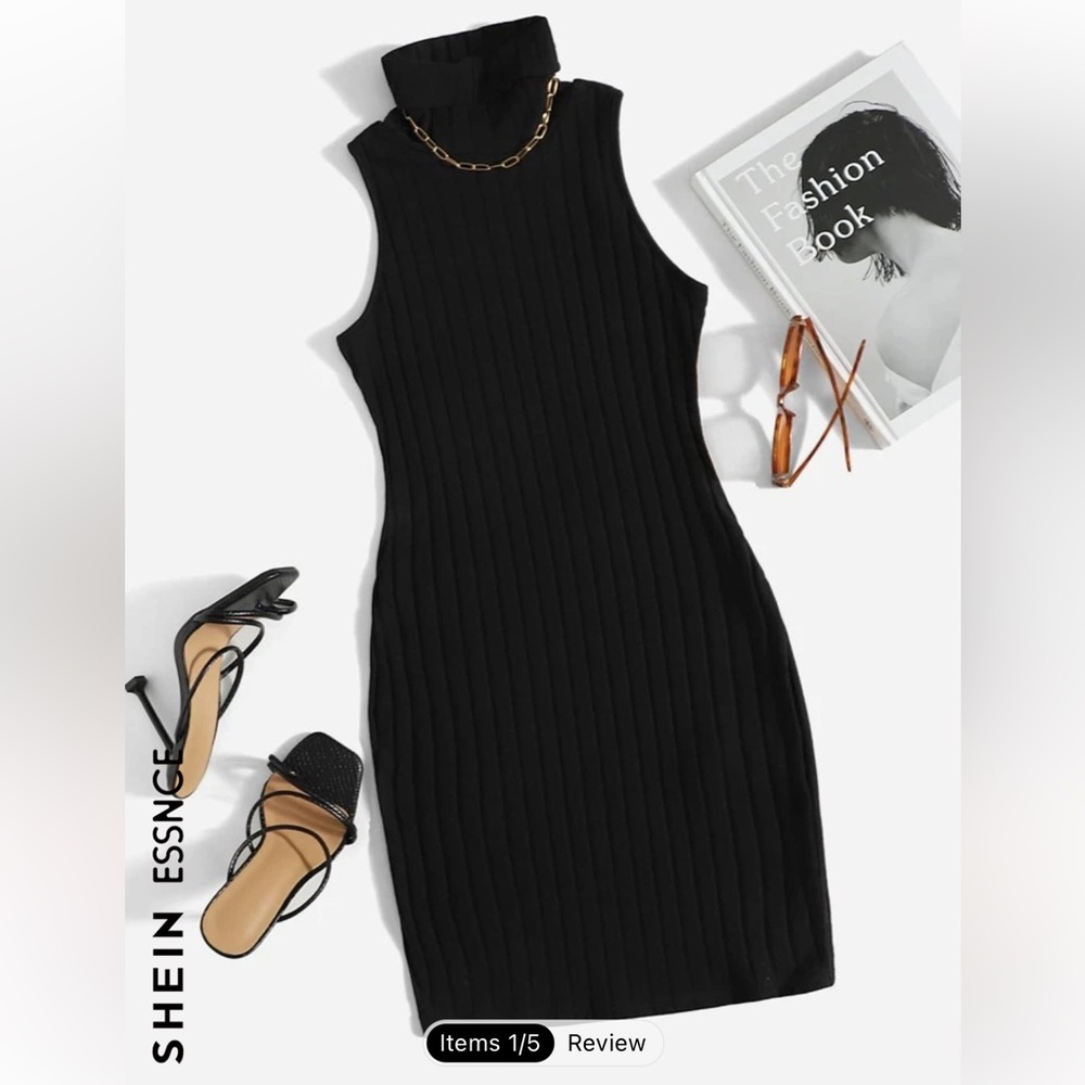 SHEIN black turtleneck dress. I’m 5’2. Size 6